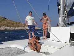 Catamaran in Greece